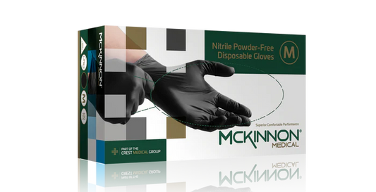 McKinnon Medical Medium Black Nitrile Powder-Free Non-Sterile Examination Gloves (Box 100)